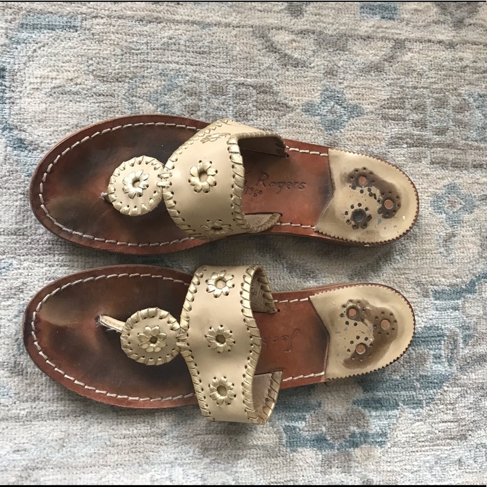 Jack Rogers Gold and Tan Size 8